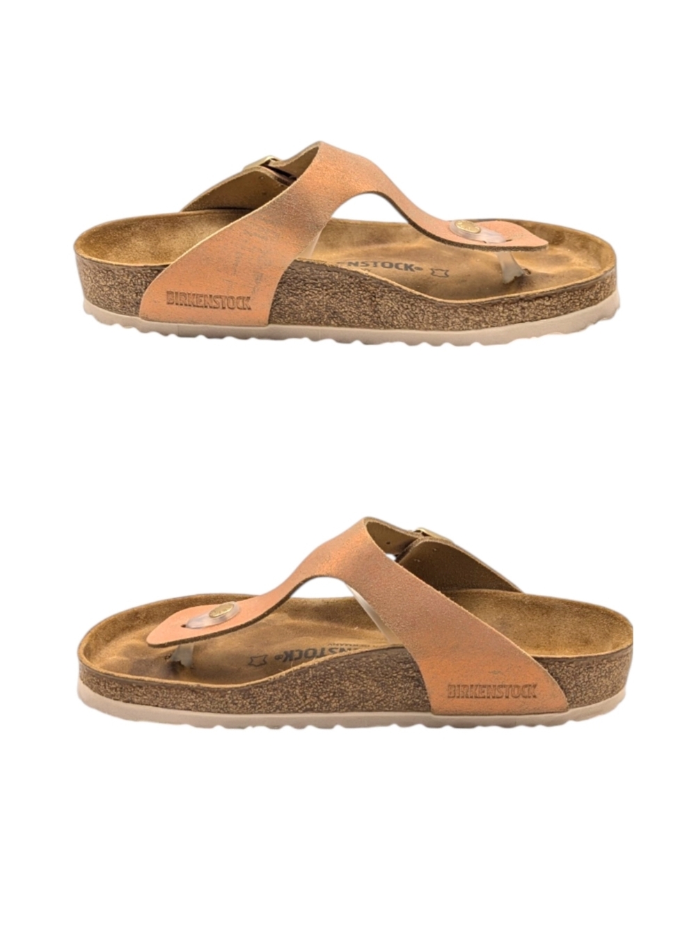 Birkenstock Gizeh Washed Metallic Orange Leather Sandals EU 38 US L7 M5 S4095 - Picture 6 of 12